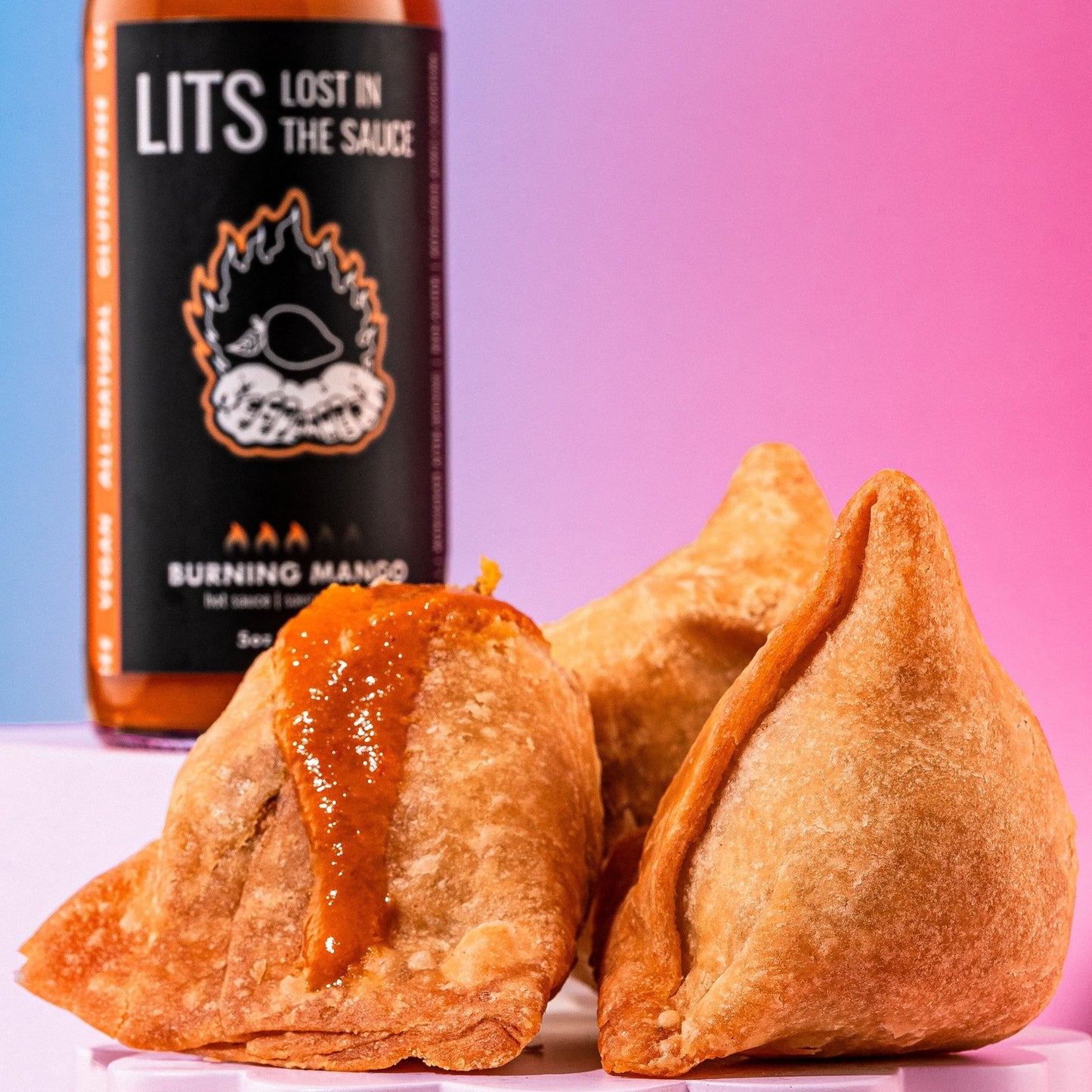 Burning Mango sweet and spicy mango habanero hot sauce by Lost in the Sauce LITS Toronto hot sauce made in Ontario Canada