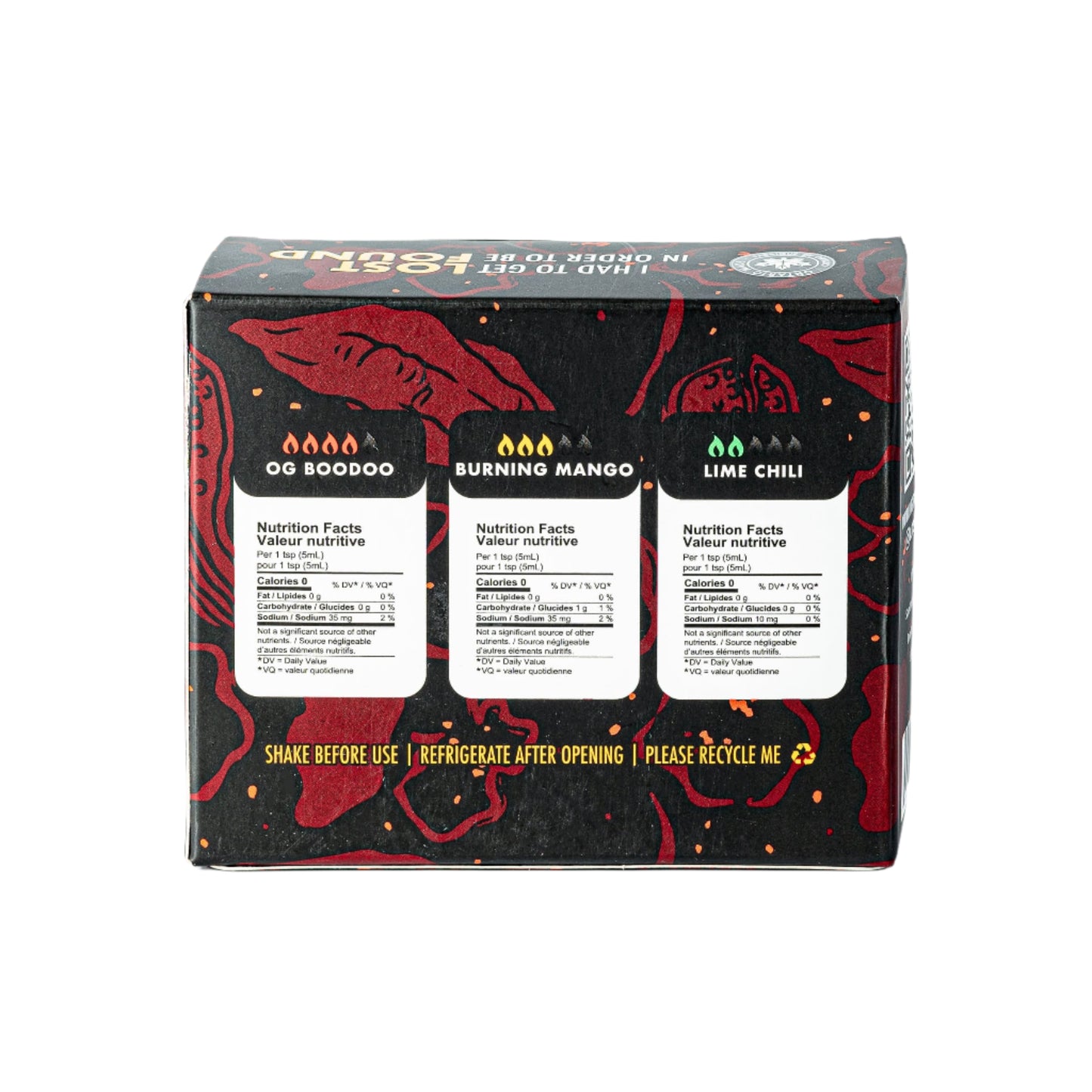 Lost in the Sauce LITS Flavour Flight hot sauce sampler set Toronto made in Ontario Canada - travel friendly hot sauce