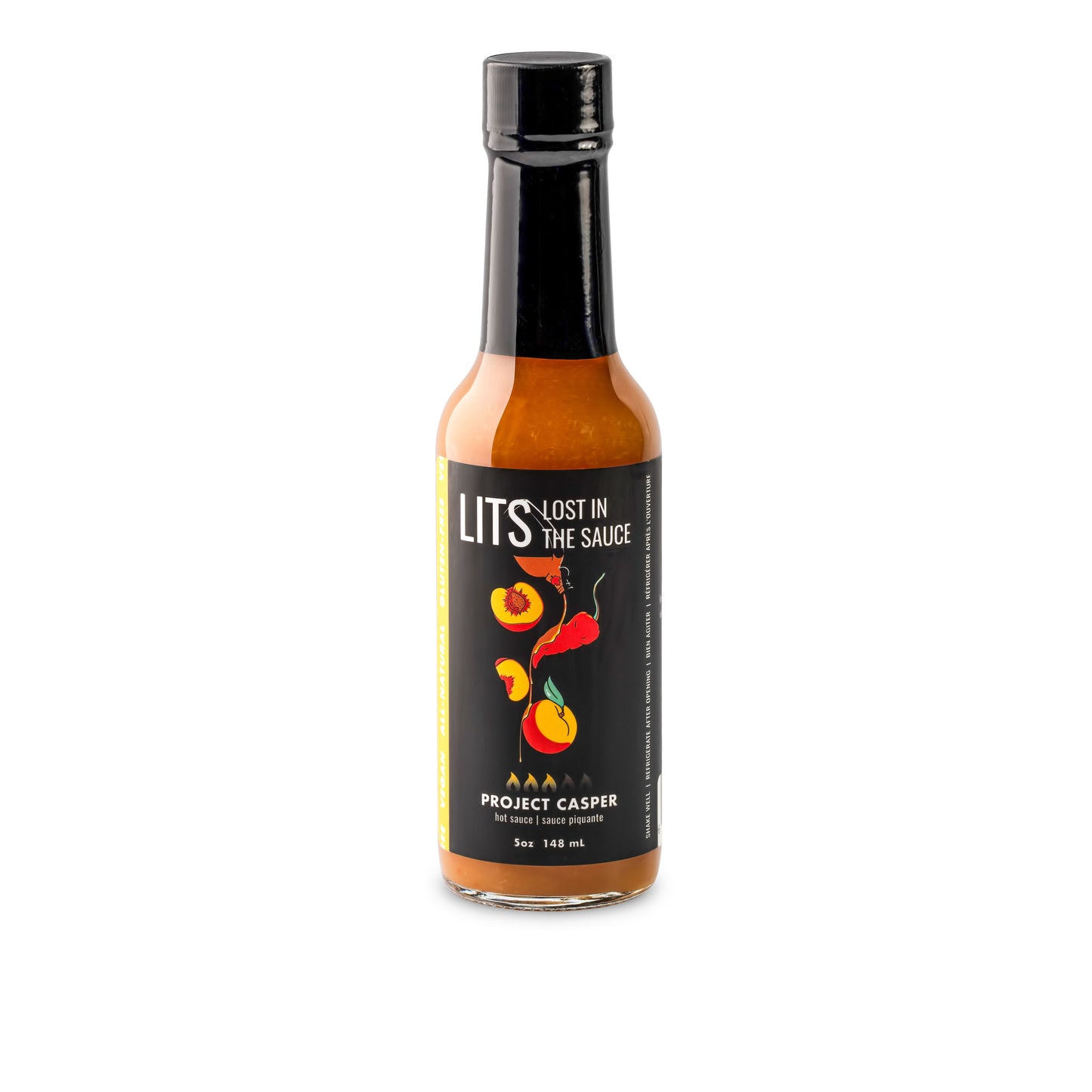 Project Casper - Peach hot maple ghost pepper hot sauce by Lost in the Sauce LITS Toronto hot sauce made in Canada