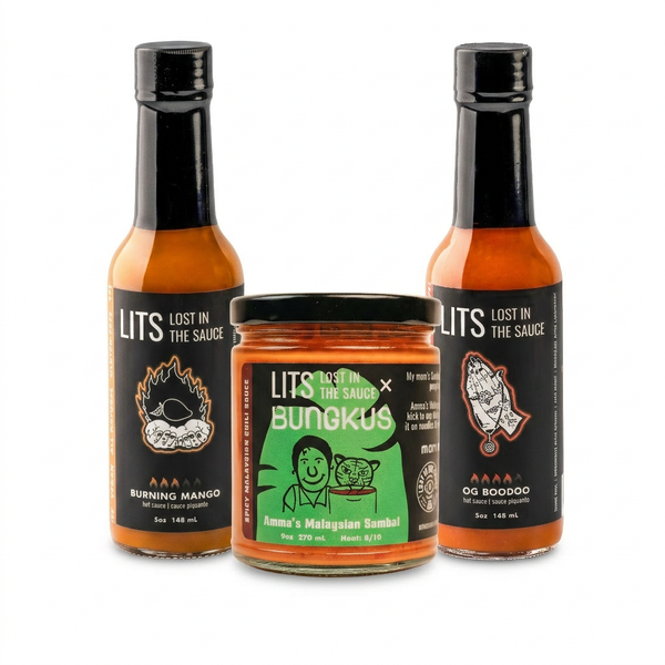 The LITS Starter Pack: three Lost in the Sauce hot sauces for first-timers