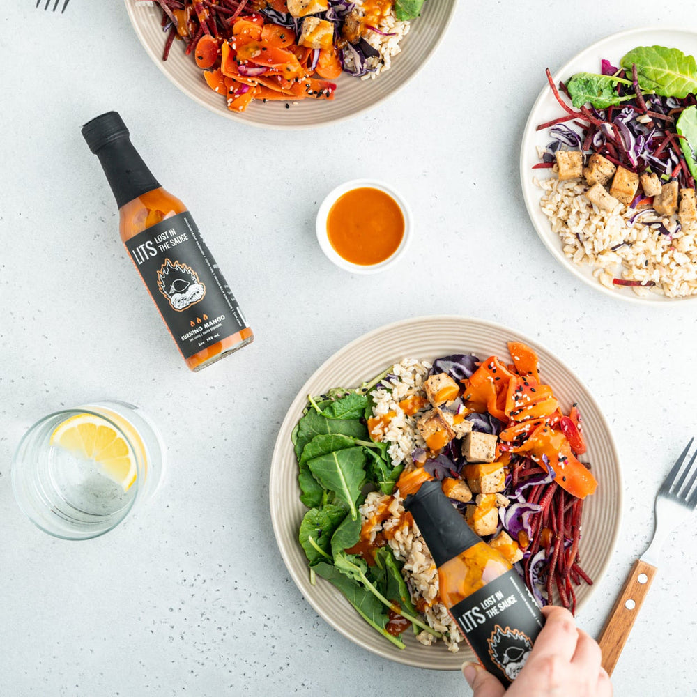 Burning Mango sweet and spicy mango habanero hot sauce by Lost in the Sauce LITS Toronto hot sauce made in Ontario Canada